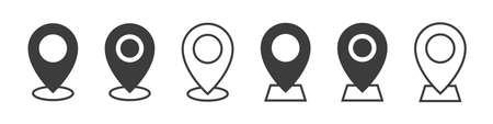 Pointer icons set. Marker icons. Location or navigation signs. Map pin icon. Vector illustrationのイラスト素材