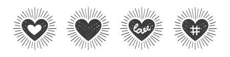 Vector hearts. Hearts hand drawn style. Heart icon collection. Vector illustrationのイラスト素材