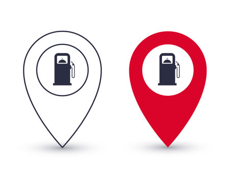 Pointer icons. Gas station point. Geolocation pointers concept. Vector illustrationのイラスト素材
