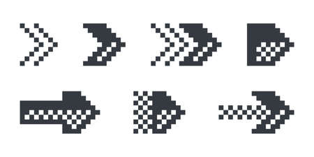 Pixel arrows. Arrows pixel art. Arrows icons. Arrows direction. Vector illustrationのイラスト素材