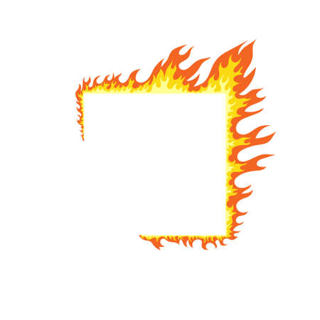 Fire flames. Fire and flames on a square frame. Flame elements. Vector illustrationのイラスト素材