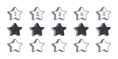 Rating signs. Quality rating icons. Drawn icons of stars. Vector illustrationのイラスト素材