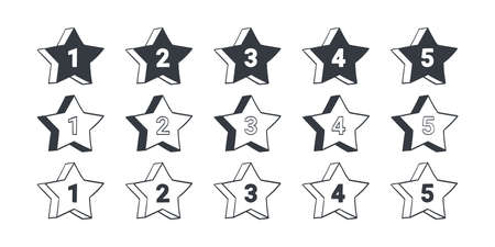 Rating signs. Stars quality rating icons. Drawn icons of stars. Vector illustrationのイラスト素材
