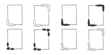 Vector frames. Frames with little clouds. Hand-drawn frames. Vector illustrationのイラスト素材