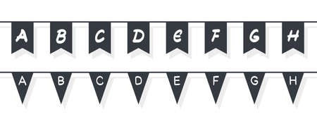 Garland of flags. Flags on a rope. Flag icons templates. Vector illustrationのイラスト素材