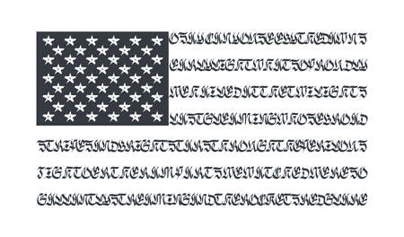 USA flag. Black flag of america. Abstract USA flag with national anthem in gothic font. Vector illustrationのイラスト素材