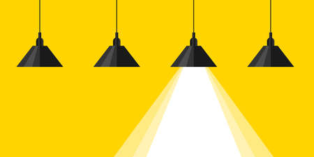 Lamps. Banner with lamps and ray of light. Vector illustrationのイラスト素材