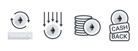 Cashback icon Ethereum set. Cryptocurrency Icons. Return money. Business and finance editable icons. Vector illustrationのイラスト素材