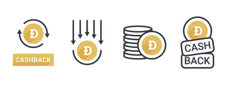 Cashback Dogecoin icon set. Cryptocurrency Icons. Return money. Business and finance editable icons. Vector illustrationのイラスト素材