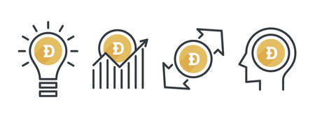 Dogecoin icon set. Cryptocurrency Icons concept. Return money. Business and finance editable icons. Vector illustrationのイラスト素材