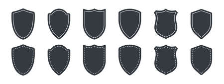 Badges and stickers. Shilds badges. Vector badge and labels. Vector illustrationのイラスト素材