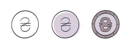 Icons of Ukrainian hryvnia. Hryvnia drawn symbol. Symbols of world currencies. Vector illustrationのイラスト素材