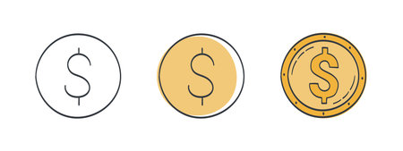 US dollar icons. Painted Dollar symbol. Currency symbols of the world. Vector illustrationのイラスト素材