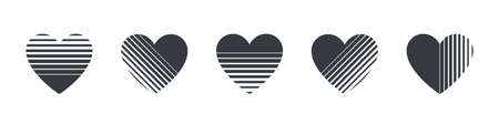 Heartes icons. Abstract textured hearts. Hearts set concept. Vector illustrationのイラスト素材