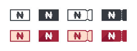 Nigerian Naira Money Sign. Nigerian Naira Coupon. Sign of Payment by the Nigerian Naira. Vector illustrationのイラスト素材