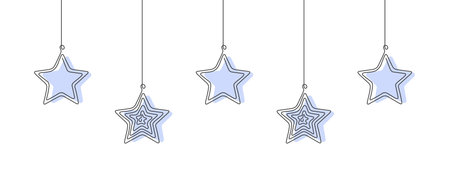 Star drawn in one line. Christmas elements. Christmas theme. Vector illustration