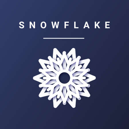 Snowflake icon on blue background. Snowflake in a modern paper style. Christmas Elements. Vector illustrationのイラスト素材
