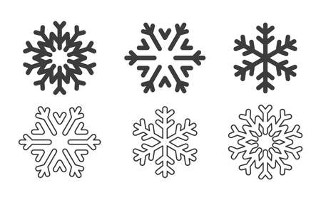 Black snowflakes icons. Christmas Elements. Modern flat style snowflakes. Vector illustratioのイラスト素材