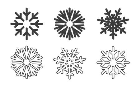 Different snowflake icons. Christmas Elements. Modern flat style snowflakes. Vector illustrationのイラスト素材