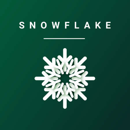 Snowflake icon on a green background. Snowflake in a modern paper style. Christmas Elements. Vector illustrationのイラスト素材