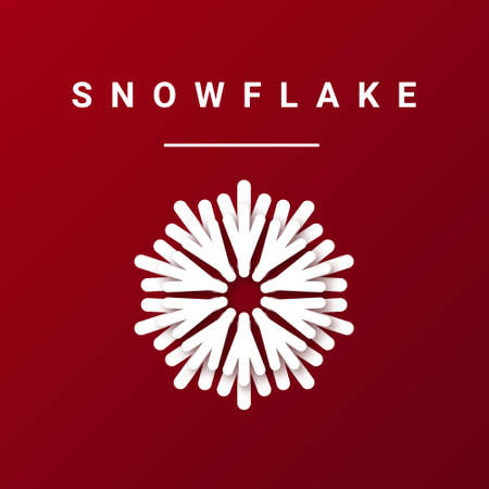 Snowflake icon on a red background. Snowflake in a modern paper style. Christmas Elements. Vector illustrationのイラスト素材