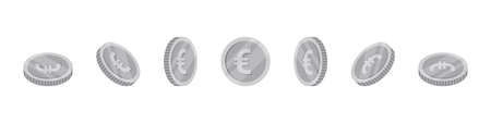 Euro Coins. Rotation of icons at different angles for animation. Vector illustrationのイラスト素材