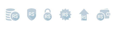 Icons of currencies. Financial icons of the Brazilian real. Money icons. A simple set of tax related icons. Vector illustrationのイラスト素材