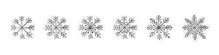 Set of hand drawn snowflakes. Winter snow symbols. Design elements for christmas and New Year. Vector illustrationのイラスト素材