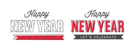 New Year. Hand-drawn New Year's Eve inscription. Elements of New Year design. Vector illustrationのイラスト素材