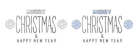 New Year signs. Hand-drawn Merry Christmas & Happy New Year Eve inscription. Elements of New Year design. Vector graphicsのイラスト素材