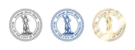 Seal of Brooklyn. Badges of Brooklyns. Boroughs of New York City. Vector illustrationのイラスト素材