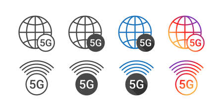 5G icons. High speed internet icons. 5G technology. Vector illustrationのイラスト素材