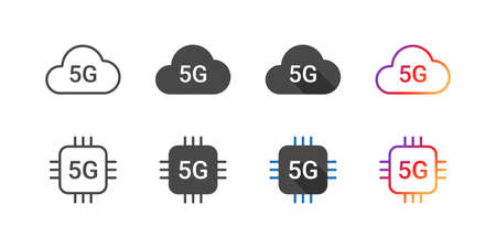 5G icons. High speed internet icons in the form of clouds. 5G technology. Vector illustrationのイラスト素材