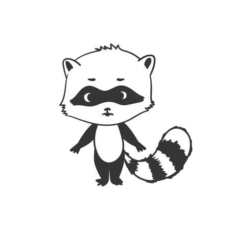 Raccoon. Cute hand-drawn raccoon. Sketch drawing for design. Vector imageのイラスト素材