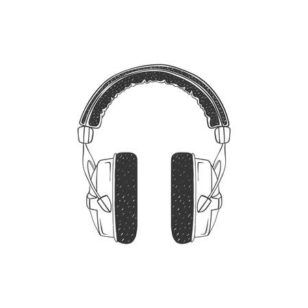 On-ear headphones. Hand-drawn Studio Headphones. Illustration in sketch style. Vector imageのイラスト素材