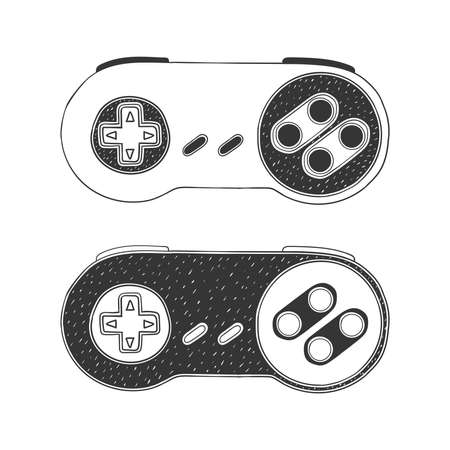 Joypad. Joystick image. Hand-drawn Gamepad. Illustration in sketch style. Vector imageのイラスト素材