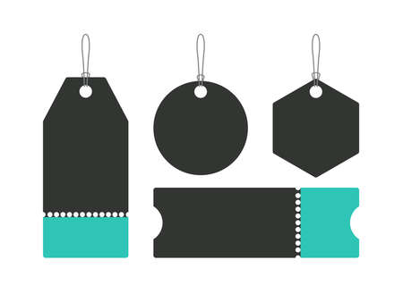 Price tag set. Paper labels with cord. Templates price tags. Vector illustrationのイラスト素材