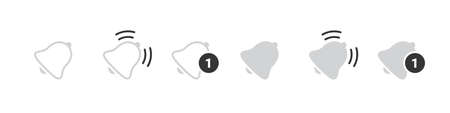 Tilted notification bells. Incoming inbox message icons. Reminder icons. vector iconsのイラスト素材