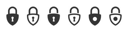 lock icon collection. Conceptual lock signs. Padlock flat and linear style. vector iconsのイラスト素材