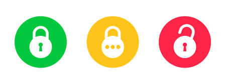 lock icons. Open and closed lock. Padlock flat style. vector illustrationのイラスト素材