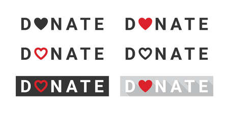 Donation icons. Donation buttons. Charity icon set. Donations related signs. vector illustrationのイラスト素材