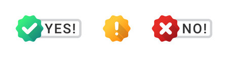 Check mark icons. The choice is yes or no. Approval or confirmation icons. Vector images