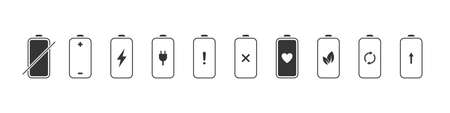 battery icon. Battery status icons. Battery charging icons. vector illustrationのイラスト素材