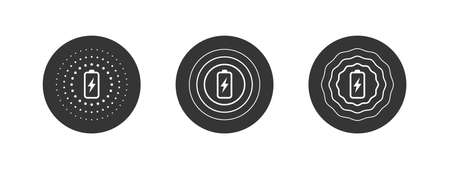 wireless charger. Black wireless charging icons. Phone charge simple signs. vector illustrationのイラスト素材