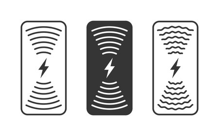 Wireless charger concept. Wireless charging spot icon. Phone charge simple signs. vector illustrationのイラスト素材