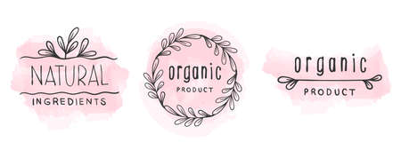 Organic product conceptual icons. Icons of natural food. Organic elements sign for food market. vector illustrationのイラスト素材