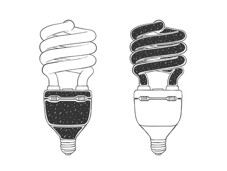 Light bulbs doodle, hand drawn idea icons. two light bulb sketch. vector illustrationのイラスト素材