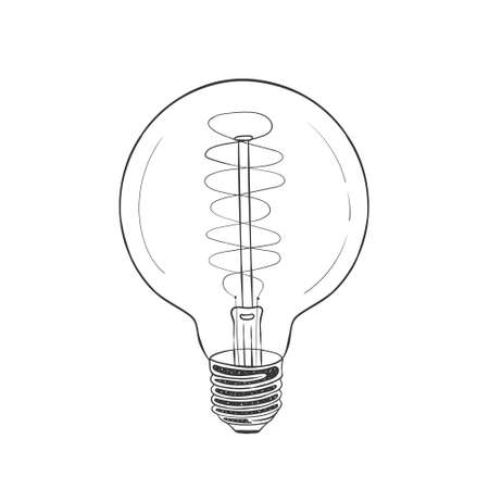 Retro bulb concept. Light bulbs hand drawn icons. light bulb sketch. vector illustrationのイラスト素材