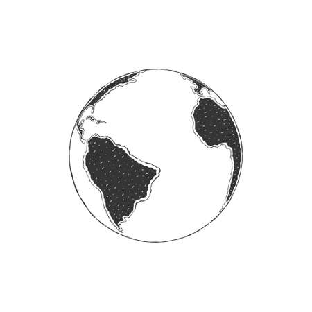 Globes of Earth. Globe hand drawn icon. Globe sketch with texture. vector illustrationのイラスト素材