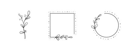 flower elements. Floral branch in silhouette. hand drawn floral elements. vector illustrationのイラスト素材